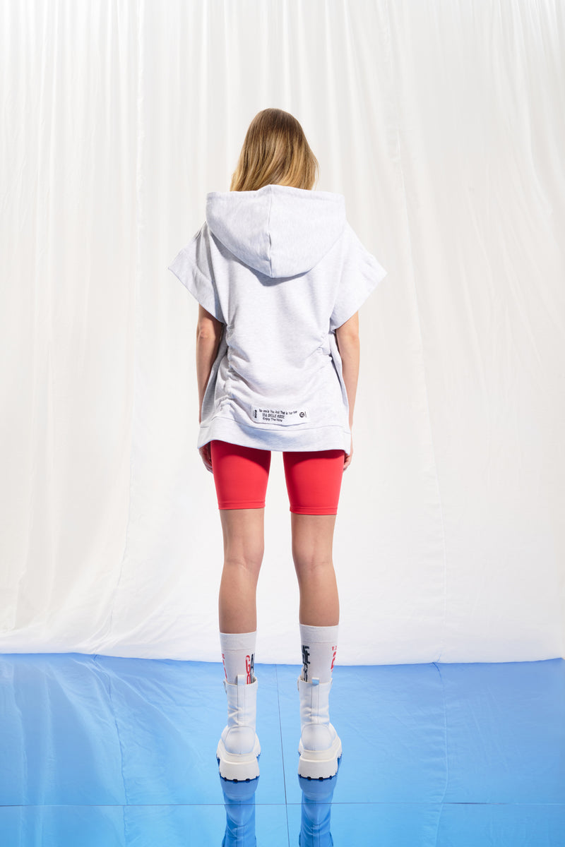 Açık Gri Melanj Kısa Kollu Sweatshirt 17034