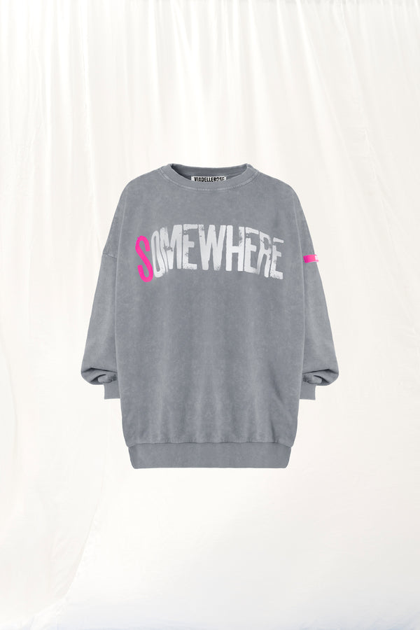 Gri Baskılı Sweatshirt 17044