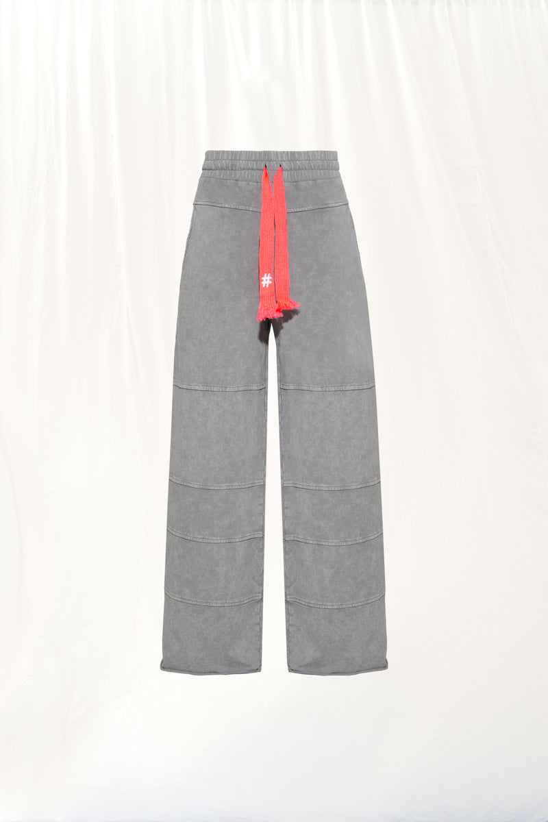 Gri Wide-Leg Pamuklu Pantolon 17045