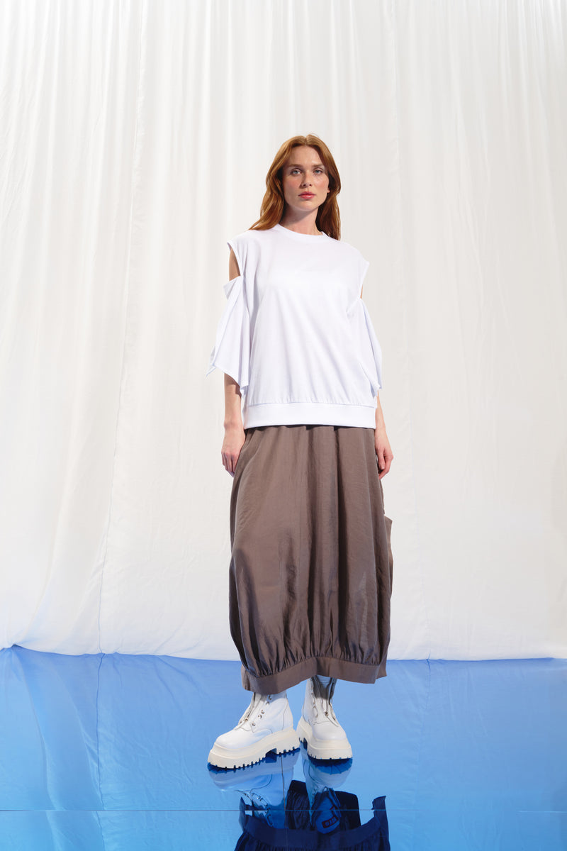 Beyaz Cut-Out T-shirt 17056