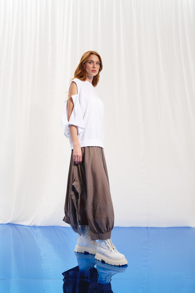 Beyaz Cut-Out T-shirt 17056