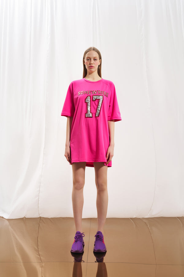 Pembe Payetli Oversize Tunik 17068