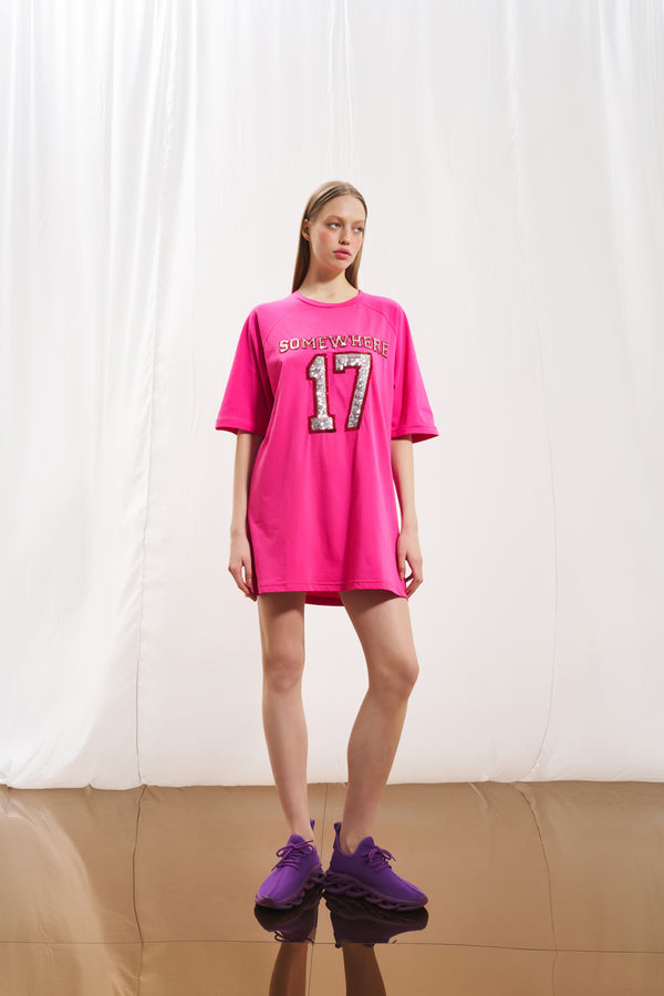 Pembe Payetli Oversize Tunik 17068