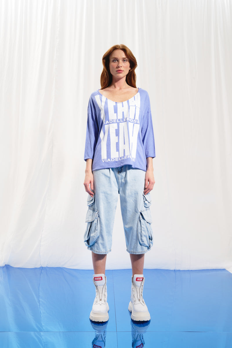 Lila Baskılı T-shirt 17082