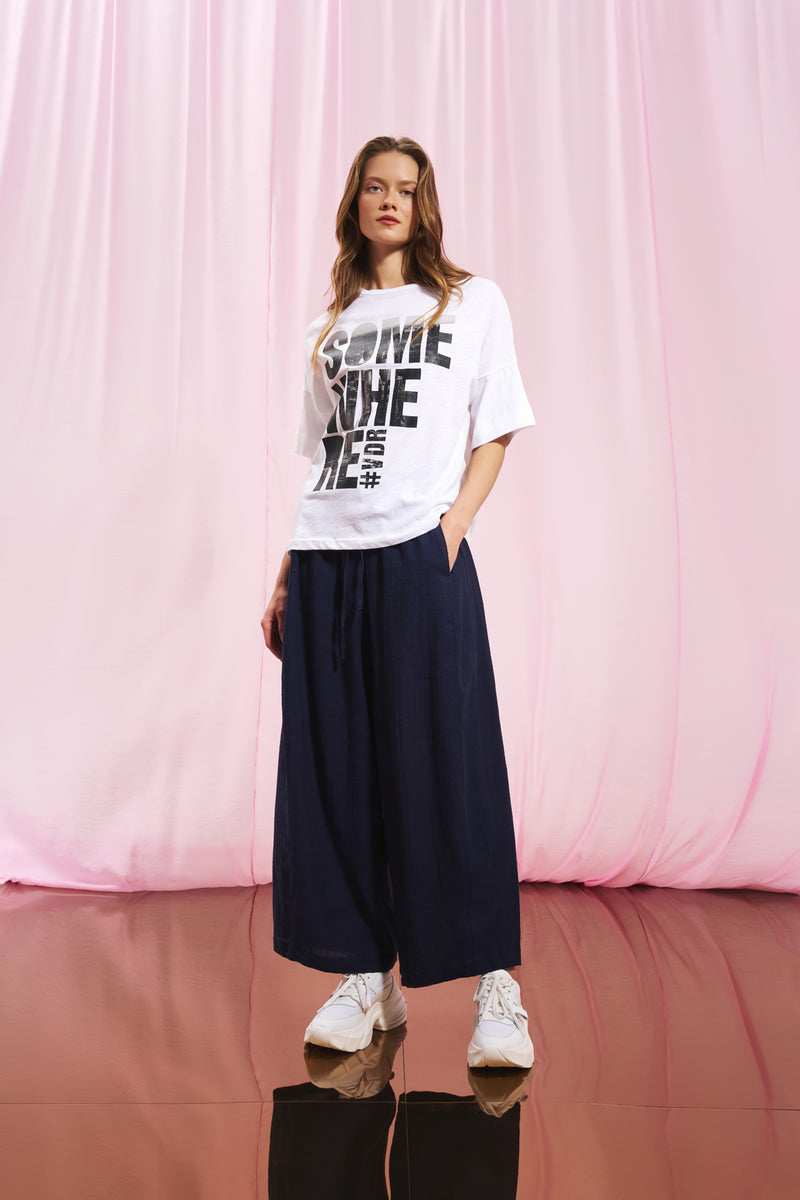 Beyaz Baskılı T-shirt 17084