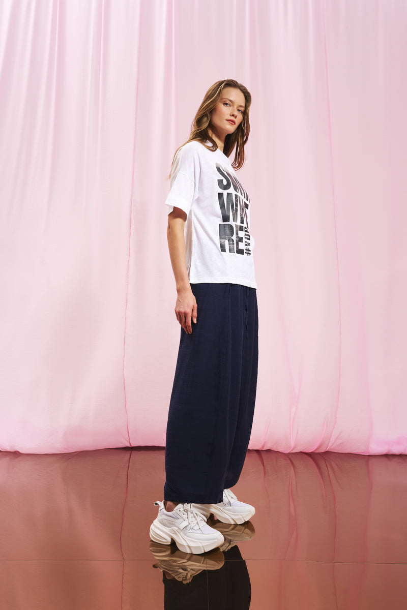 Beyaz Baskılı T-shirt 17084