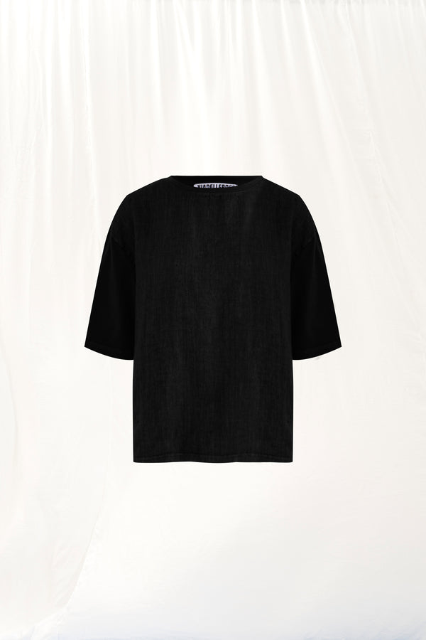 Siyah Keten T-shirt 17096