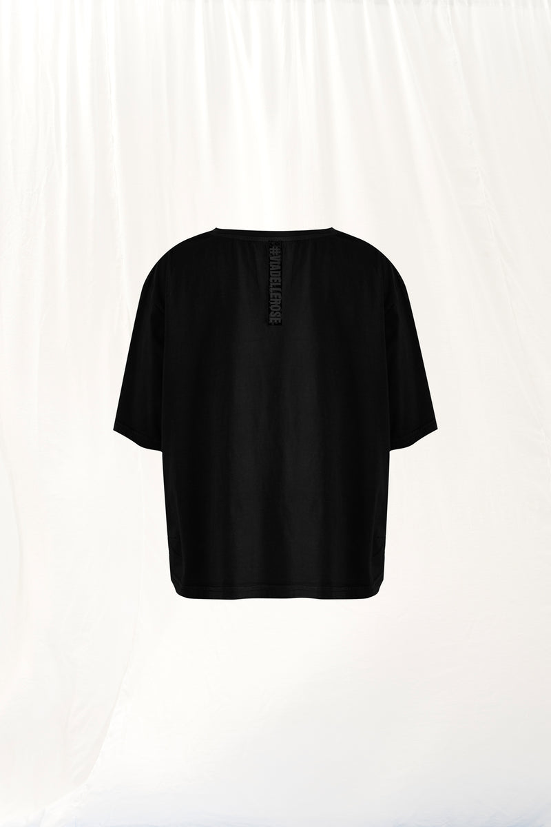 Siyah Keten T-shirt 17096