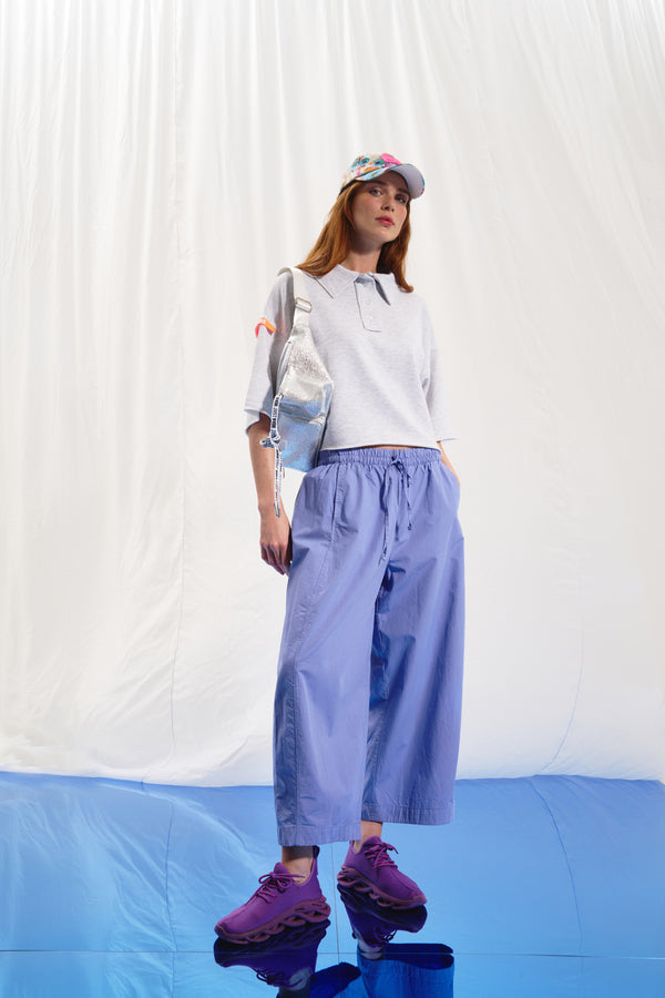 Lila Poplin Baggy Pantolon 17107