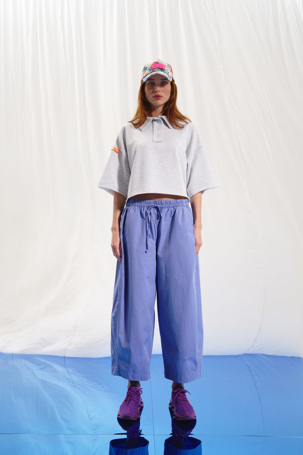Lila Poplin Baggy Pantolon 17107