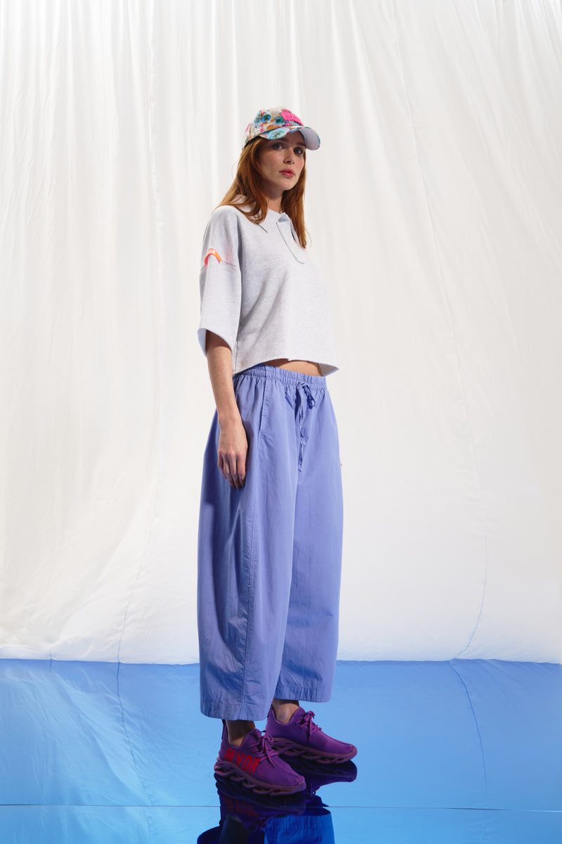 Lila Poplin Baggy Pantolon 17107