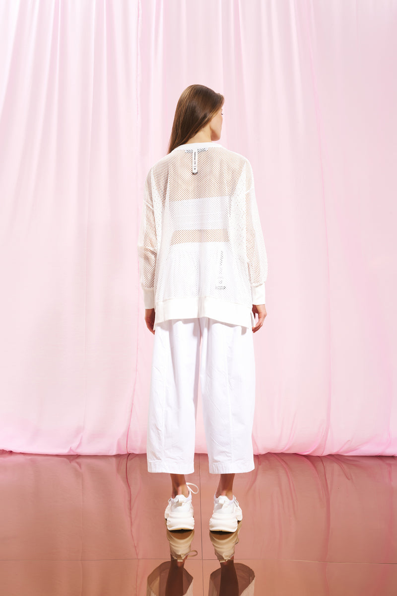 Beyaz Poplin Baggy Pantolon 17107