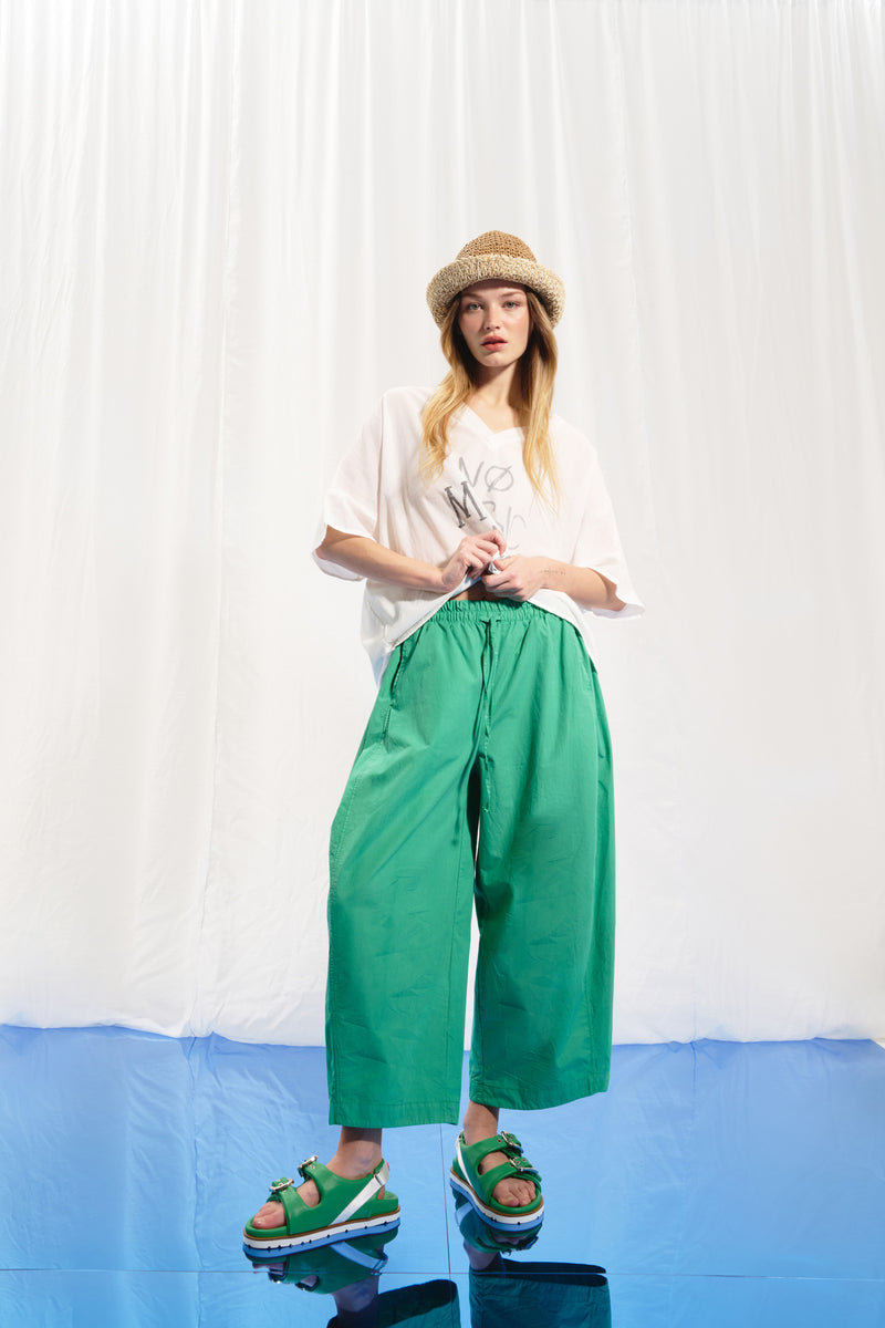 Yeşil Poplin Baggy Pantolon 17107