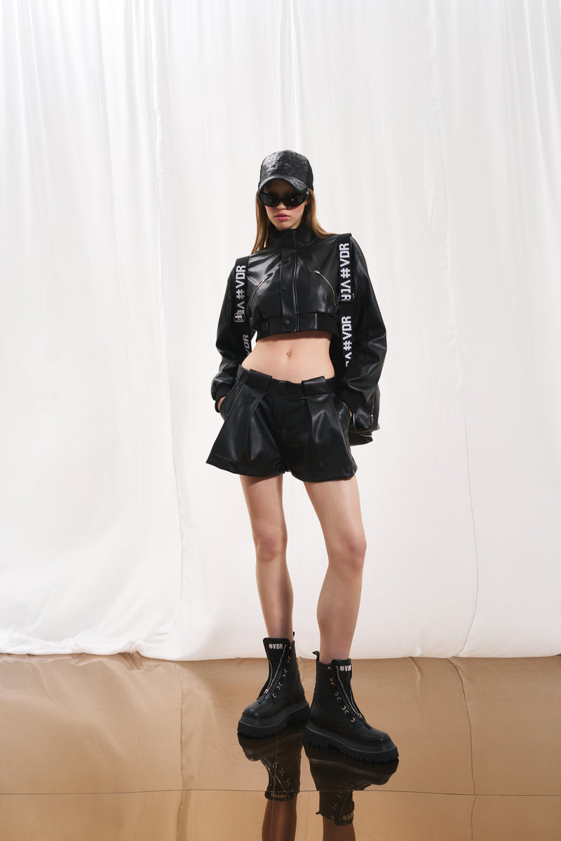 Siyah Crop Deri Ceket 17125