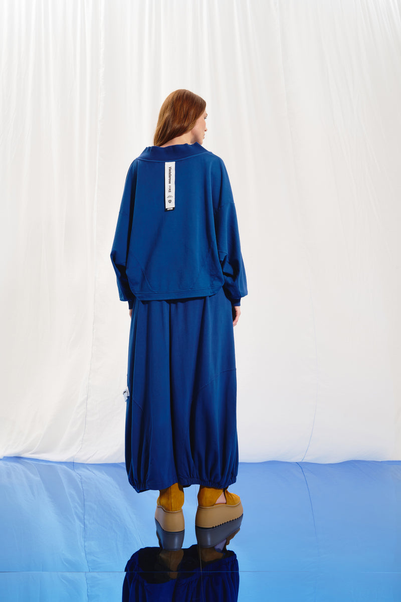 Mavi Düğmeli Sweatshirt 17150