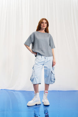 Açık Mavi Baggy Bermuda Denim Şort 17197