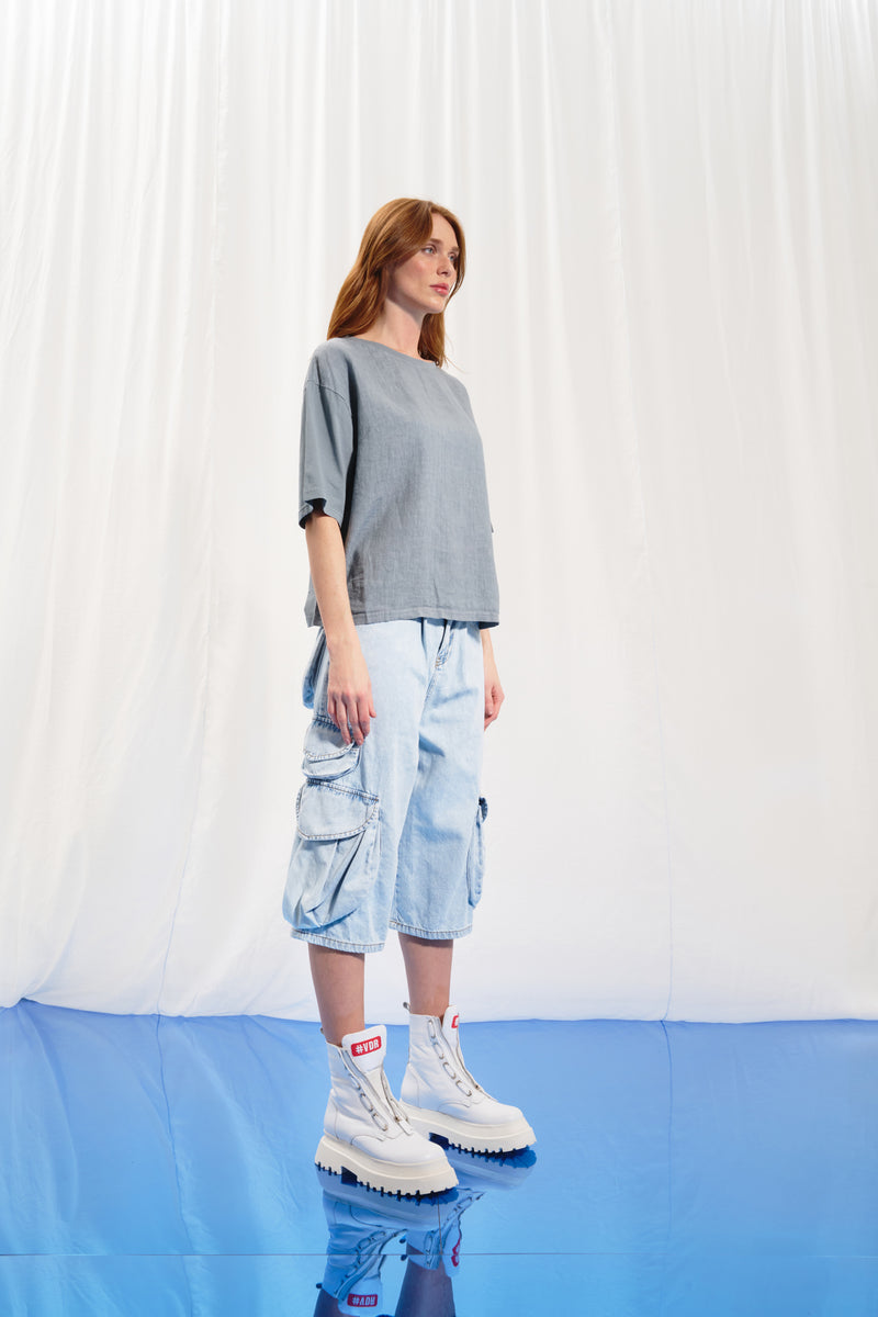 Açık Mavi Baggy Bermuda Denim Şort 17197