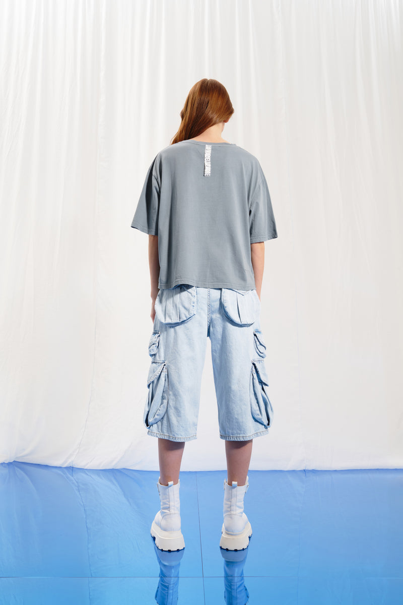 Açık Mavi Baggy Bermuda Denim Şort 17197