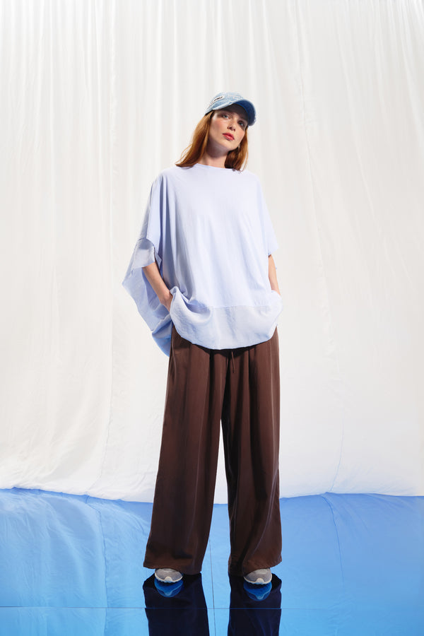 Kahverengi Piliseli Wide-Leg Pantolon 17207