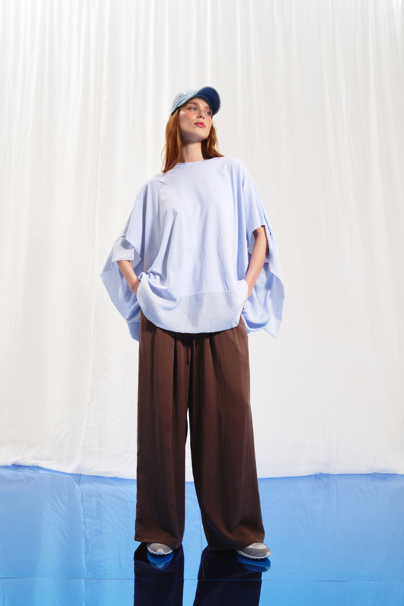 Kahverengi Piliseli Wide-Leg Pantolon 17207