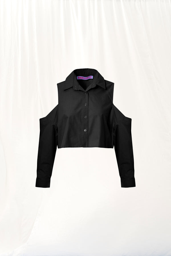Siyah Pencere Detaylı Poplin Gömlek 17256