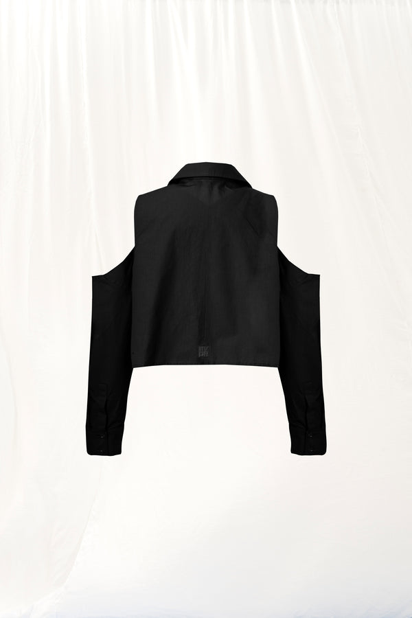 Siyah Pencere Detaylı Poplin Gömlek 17256