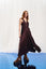 Bordo V-Yaka Saten Midi Elbise 17282