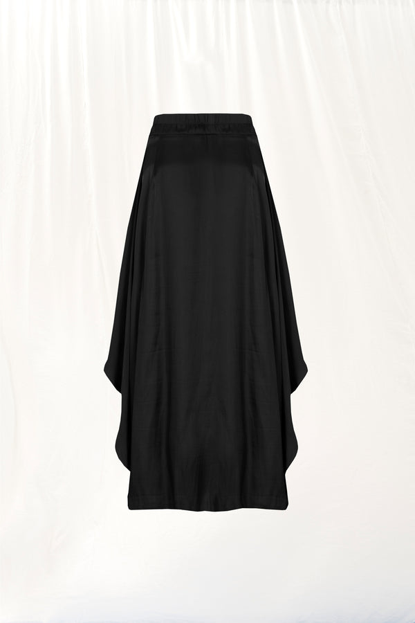 Siyah Saten Midi Etek 17285