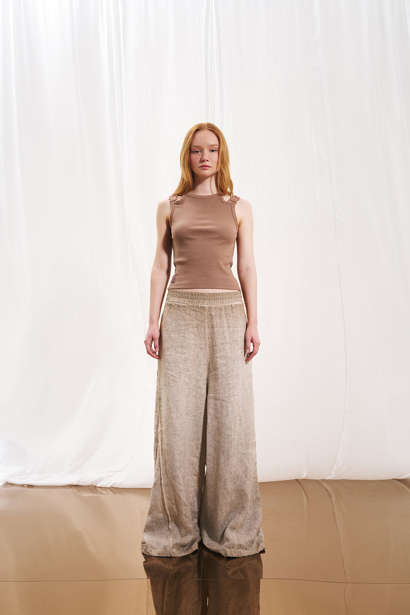 Vizon Wide-Leg Keten Pantolon 17310