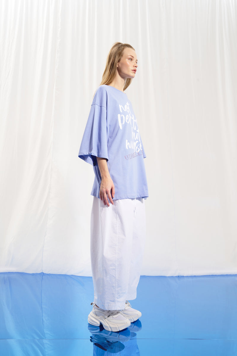 Lila Slogan Baskılı T-shirt 17318
