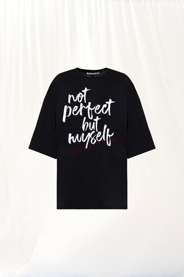 Siyah Slogan Baskılı T-shirt 17318