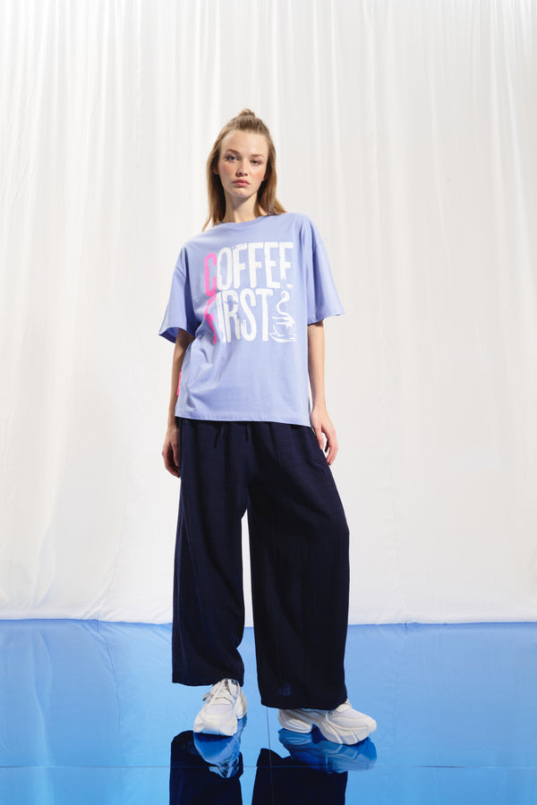 Lila Baskılı T-shirt 17319