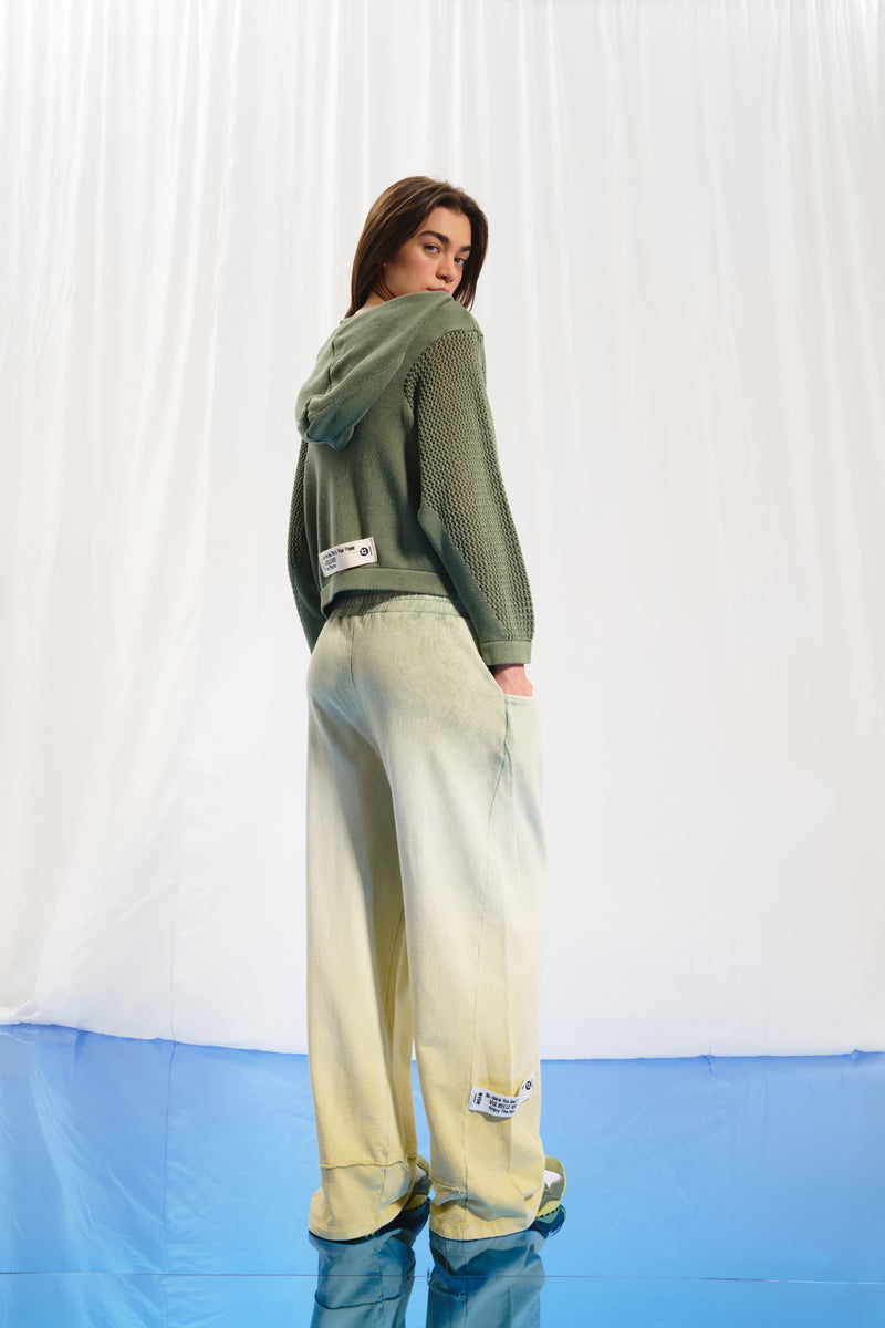 Zeytin Yeşili Fıstık Yeşili Wide-Leg Pantolon 17344