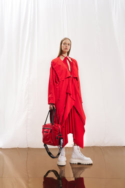 Mercan Kapüşonlu Oversize Trençkot 17347