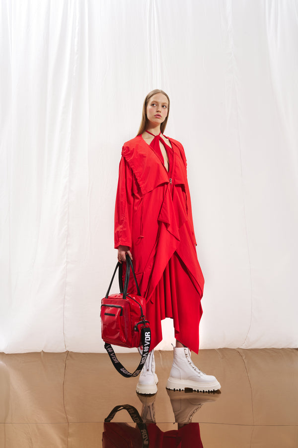 Mercan Kapüşonlu Oversize Trençkot 17347