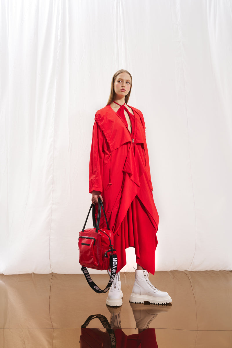 Mercan Kapüşonlu Oversize Trençkot 17347