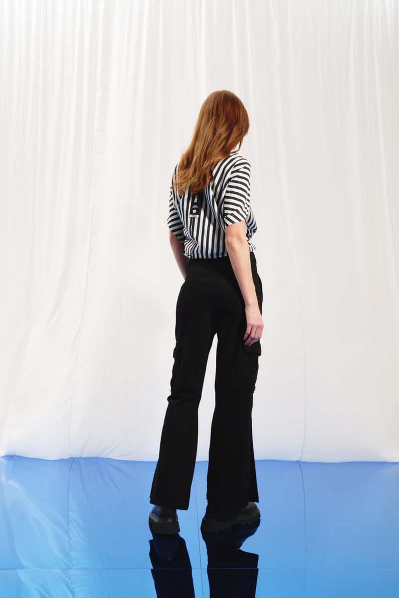 Siyah Flare Denim Pantolon 17352