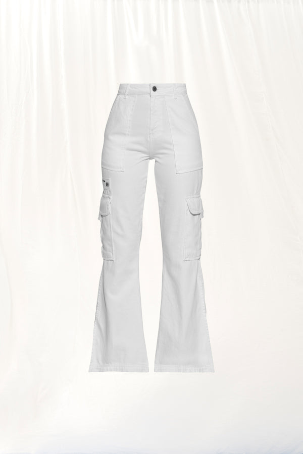 Beyaz Flare Denim Pantolon 17352