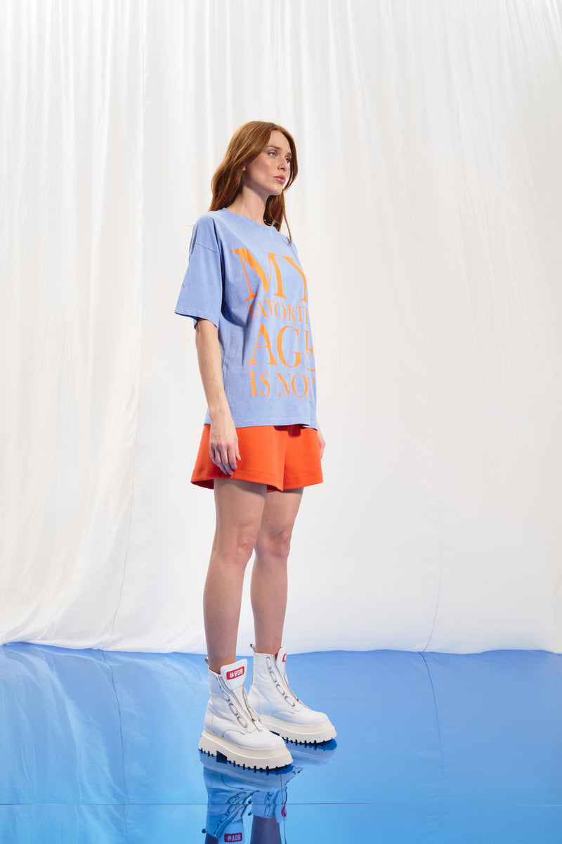 Lila Slogan Baskılı T-shirt 17353