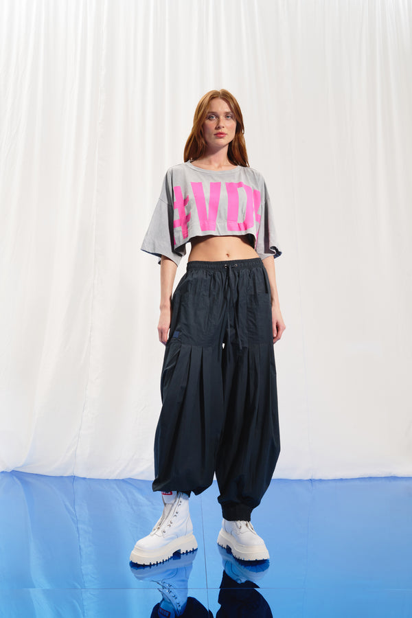 Gri Süper Crop T-shirt 17361