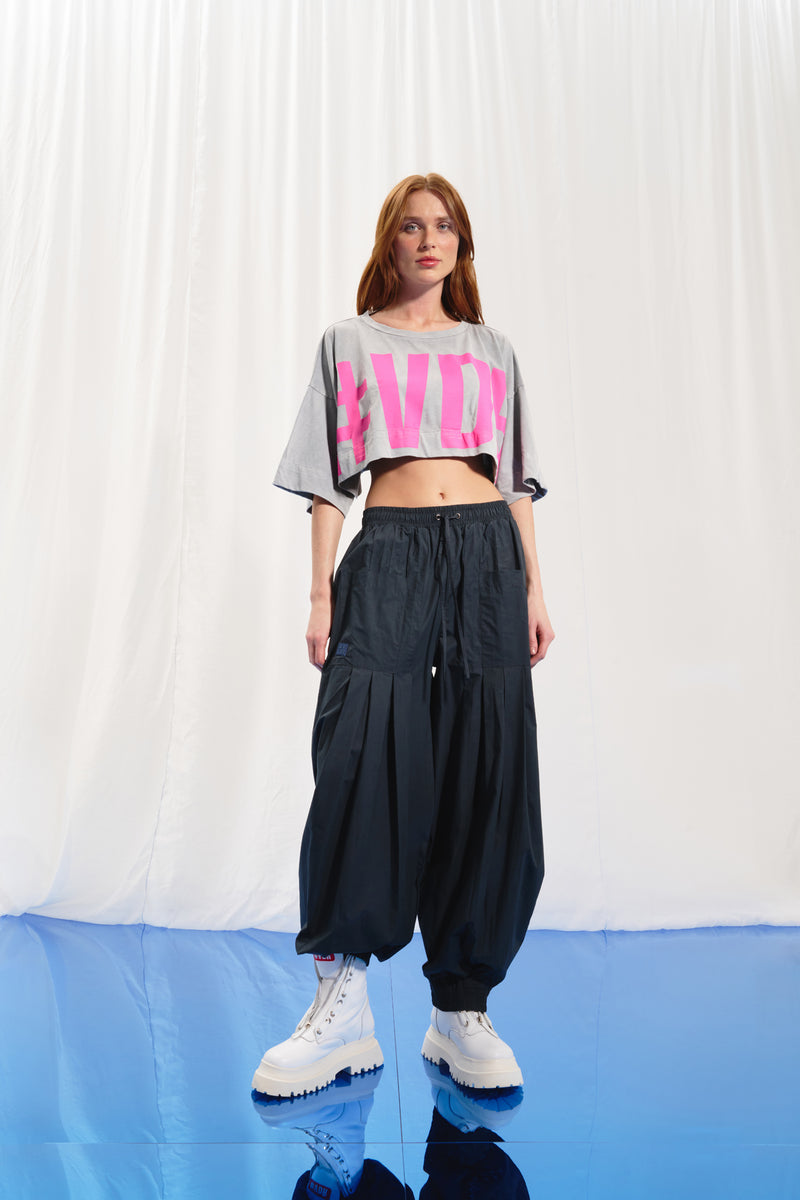 Gri Süper Crop T-shirt 17361