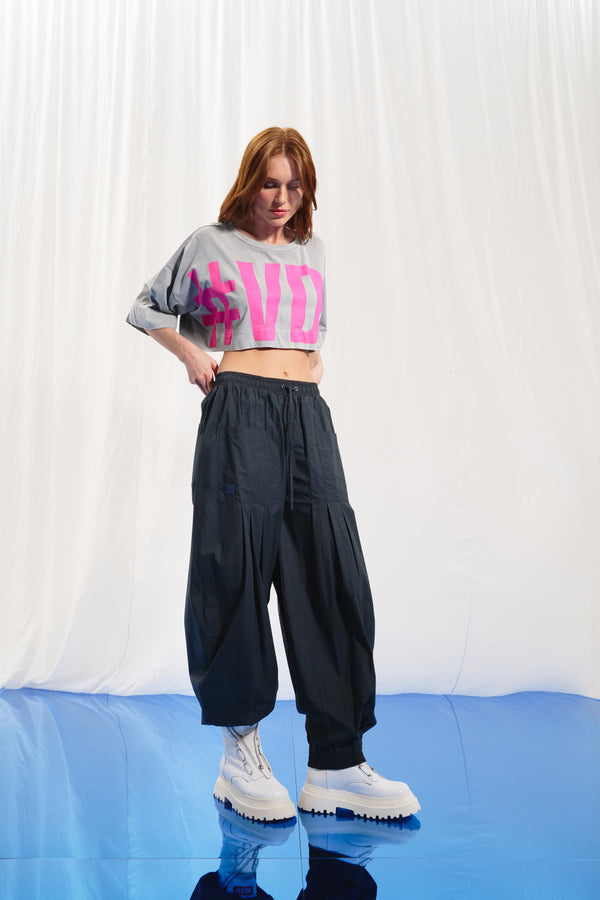 Gri Süper Crop T-shirt 17361