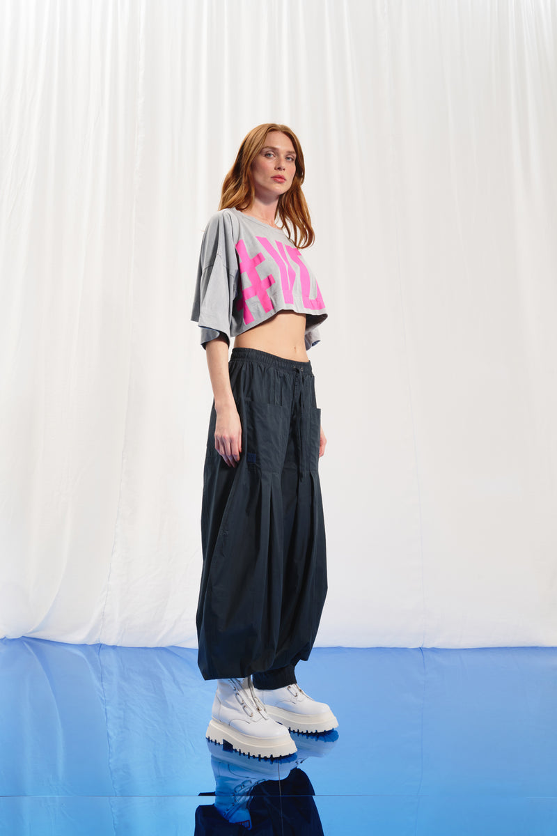 Gri Süper Crop T-shirt 17361
