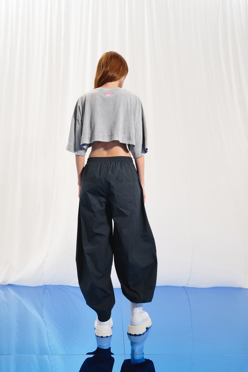 Gri Süper Crop T-shirt 17361