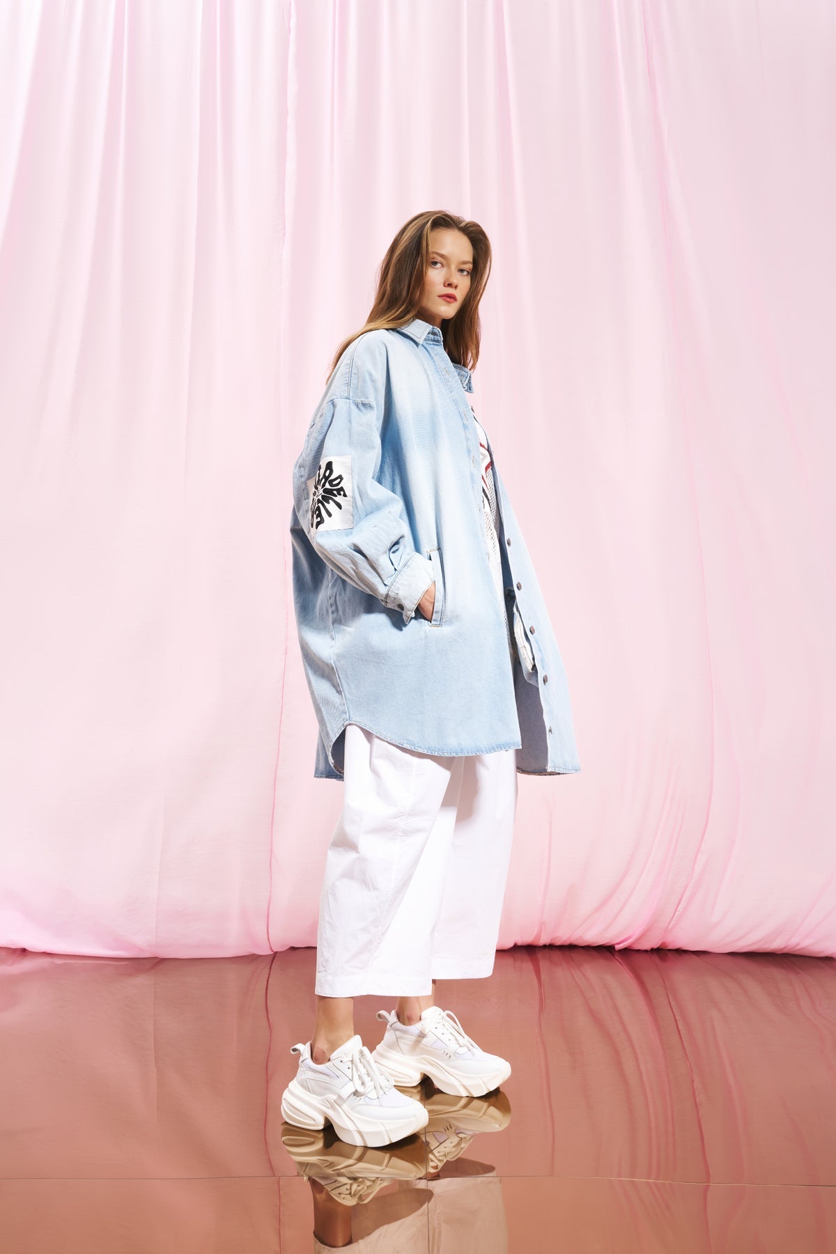 Açik Mavi Oversize Denim Ceket 17373