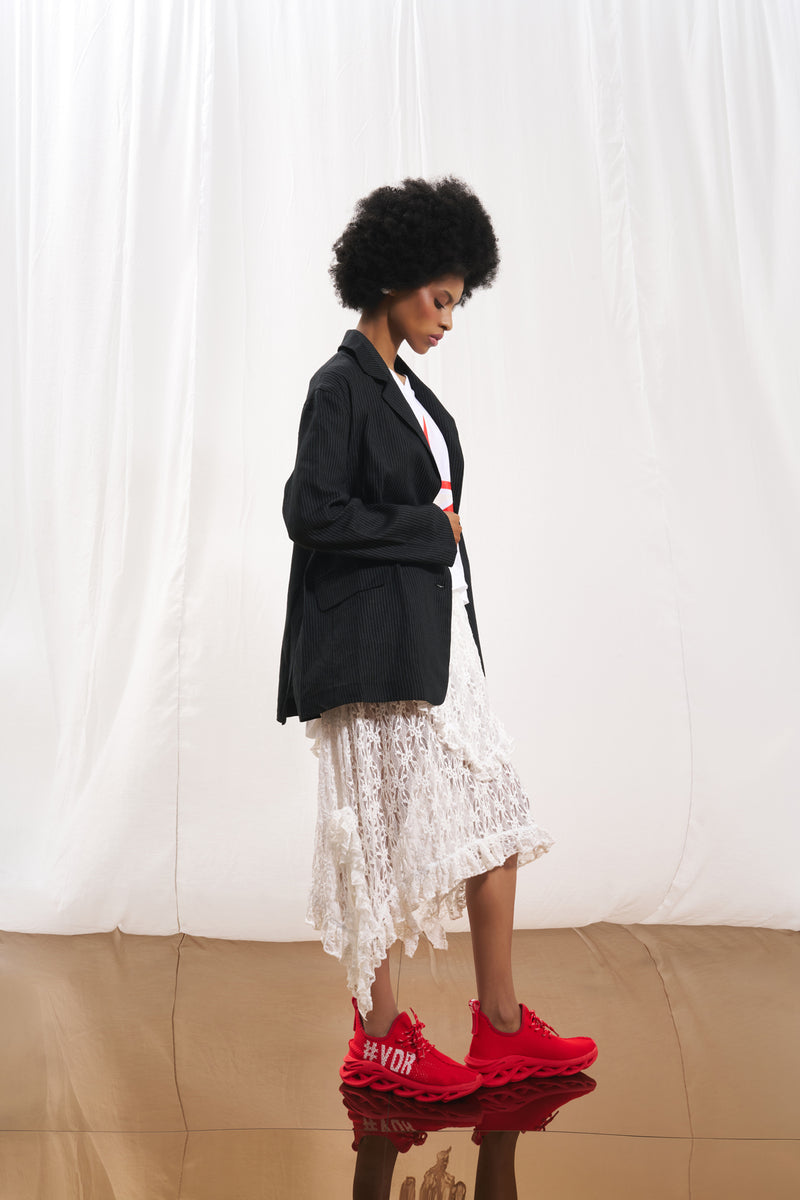 Siyah Keten Blazer Ceket 17391