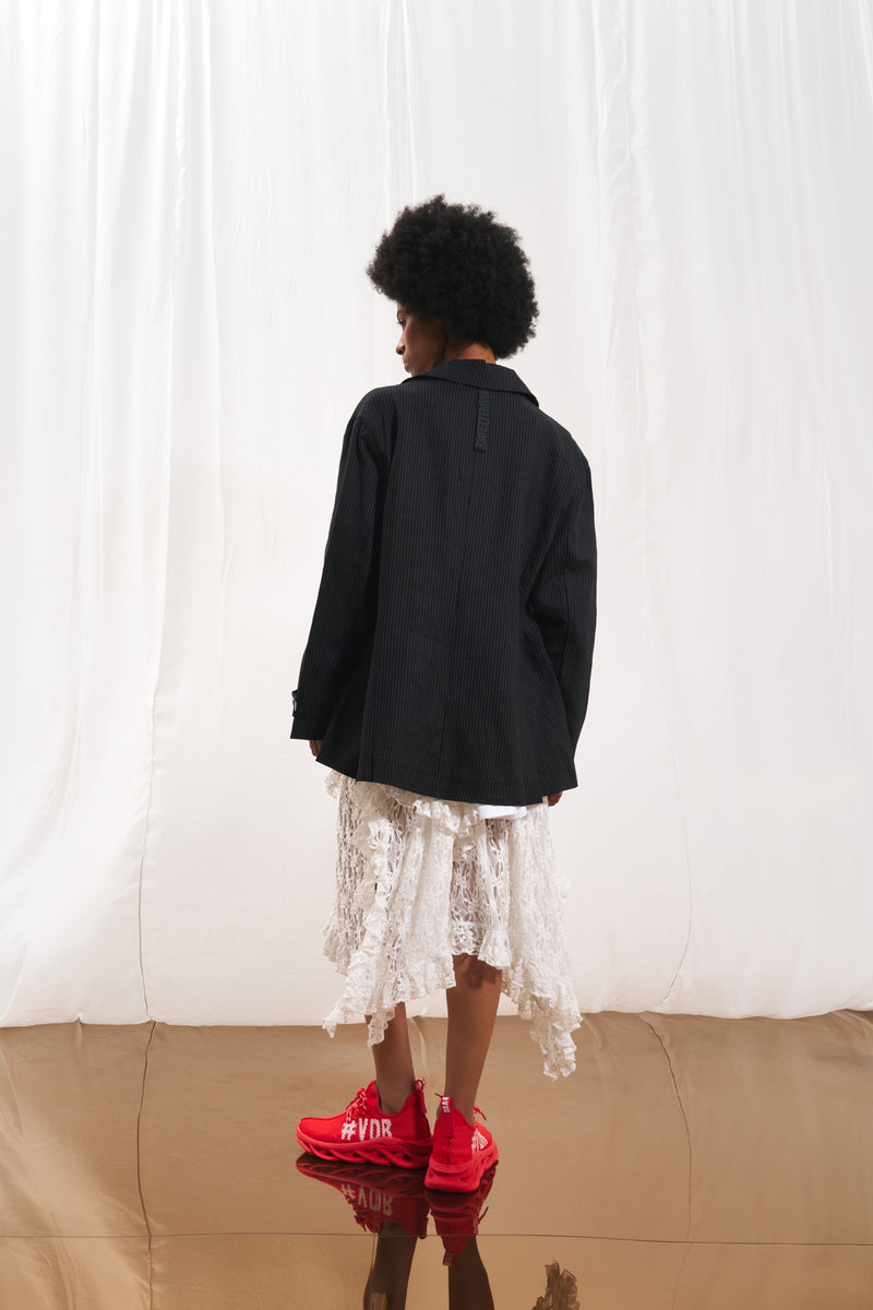 Siyah Keten Blazer Ceket 17391