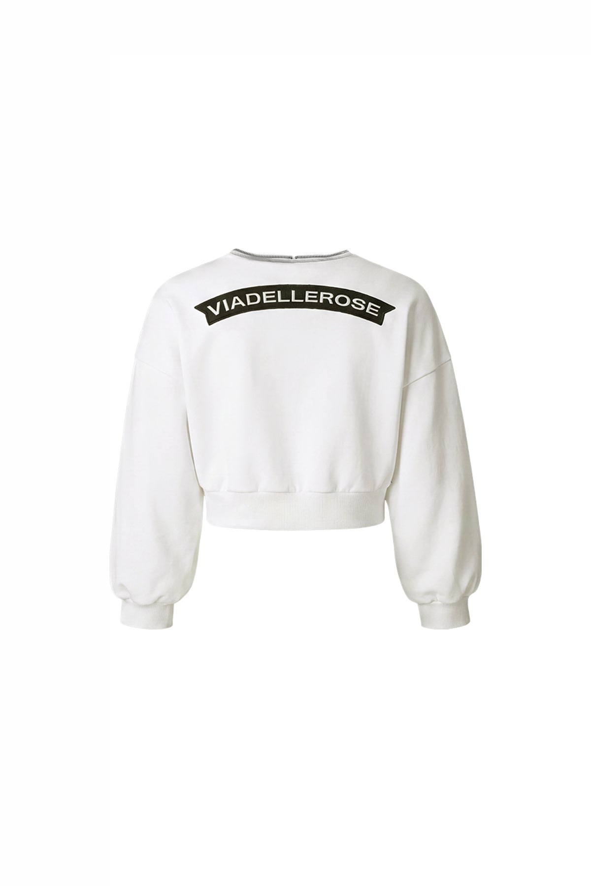 Ekru Fermuar Detaylı V Yaka Crop Sweatshirt 19034