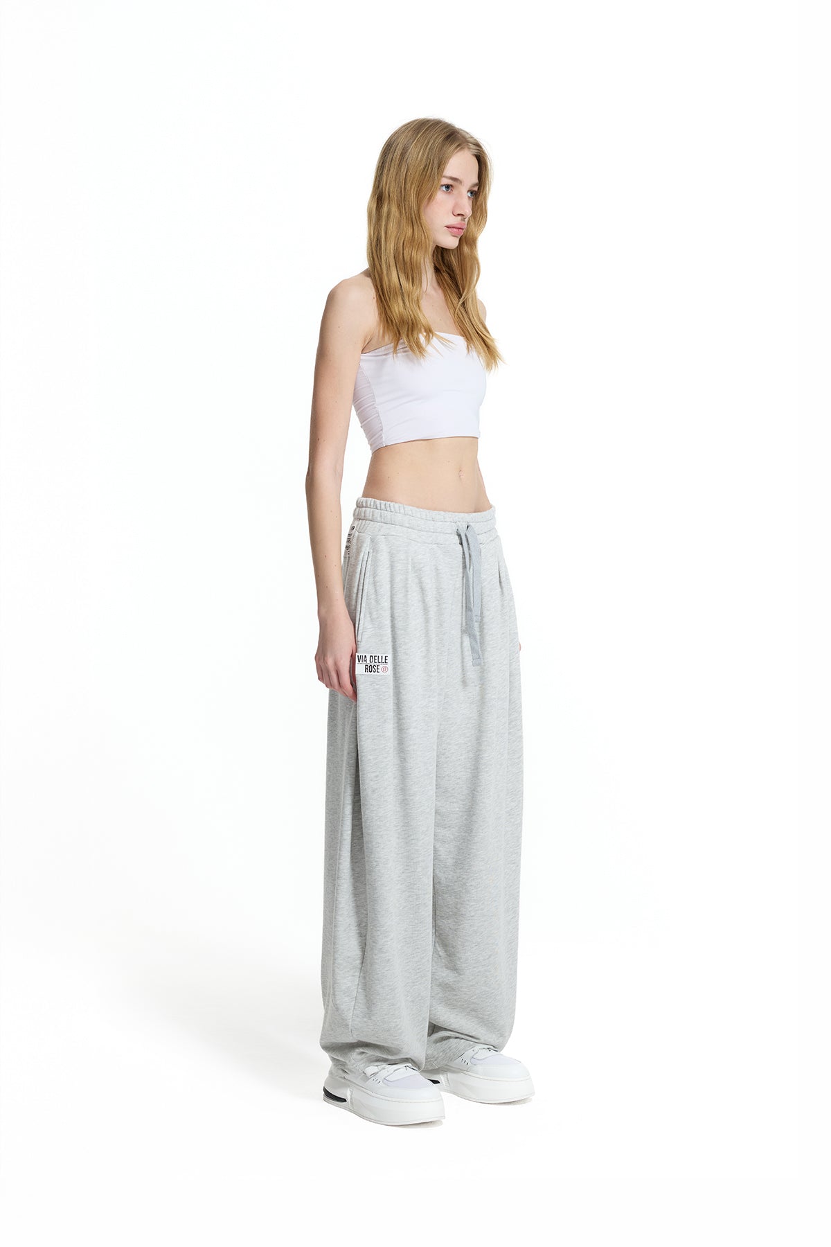 Gri Melanj Pile Detaylı Baggy Pantolon 19041