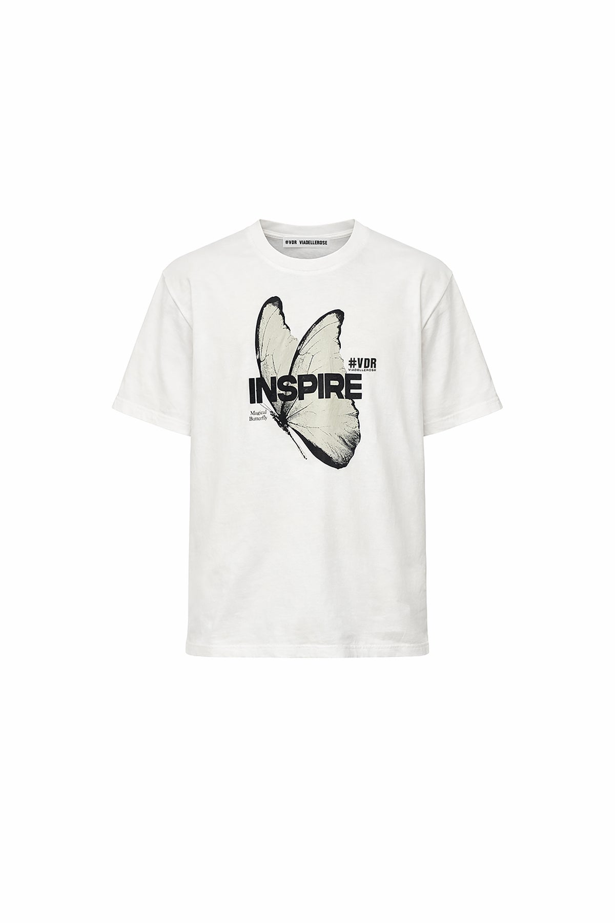 Beyaz Kelebek Baskılı Oversize T-Shirt 19080